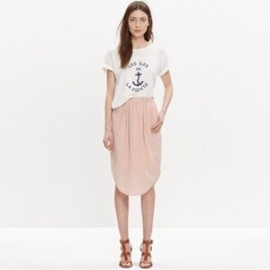 Madewell Blush Pink Silk Island Pencil Skirt, Large